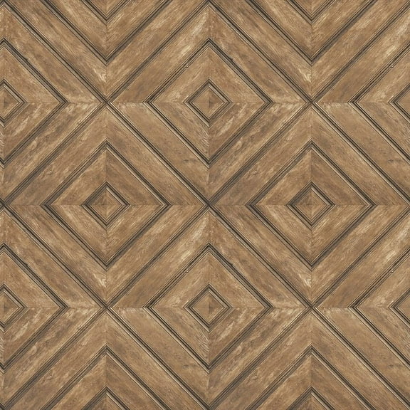 Concord Wallcoverings Textured Wallpaper geometric wooden tiles, Brown, 21 In x 33 Ft (56 sq. ft), FH37512