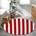 thumbnail image 4 of Red Striped Round Area Rug 3 FT, Small Kitchen Bathroom Mat, Christmas Farmhouse Red White Stripes Washable Indoor Outdoor Throw Runner Carpet Non-Shedding Doormat for Table Shower Sofa Entryway, 4 of 9