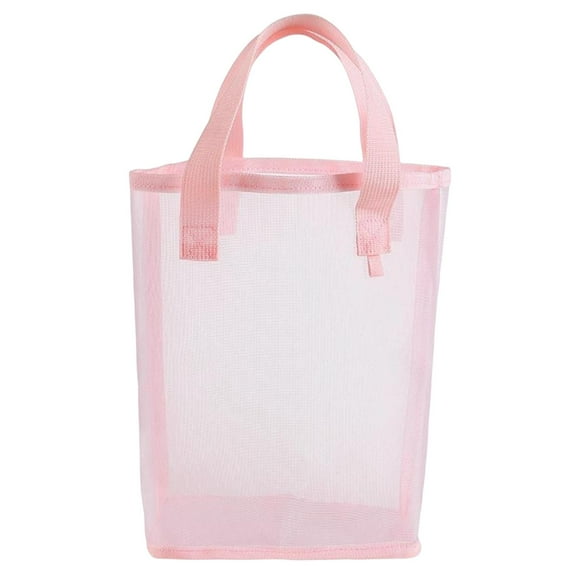 Bolso de nailon, organizador de juguetes de arena, bolso de hombro para mujer, bolso de almacenamiento de juguetes de baño de arena , Rosado Rosa 16x10x24cm Yinane Bolsa transparente