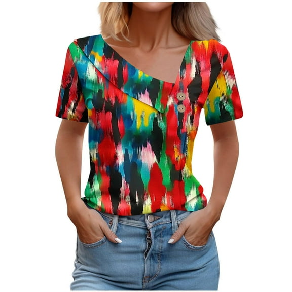 Women Blouses and Tops Fashion Sexy Plus Size T Shirts Loose Fit Summer Clothes for Mature Women 2025 Vacation