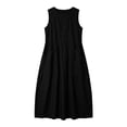 thumbnail image 4 of Guieoi Summer Dresses for Women under $10 Plus Size Flowy Solid-Color V-Neck Sleeveless Dress with Pockets Black L, 4 of 6
