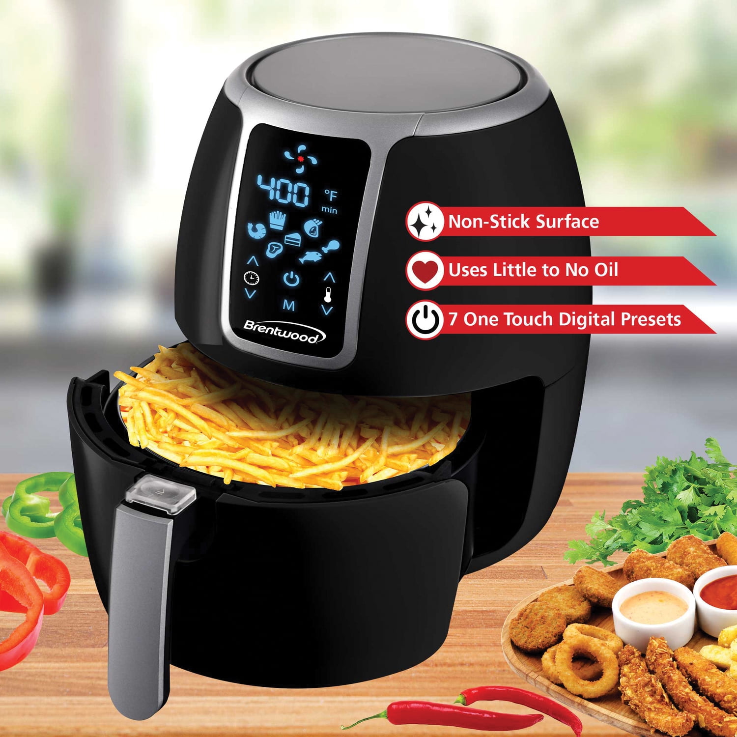 Brentwood 4 qt Electric Digital Air Fryer, Black