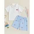 thumbnail image 4 of BemeyourBBs Toddler Baby Boy 4th of July Outfits Patriot Fourth of July Summer Independence Day Clothes Short Sleeve American Flag Embroidery Button Lapel Shirt Plaid Shorts Set, 4 of 9