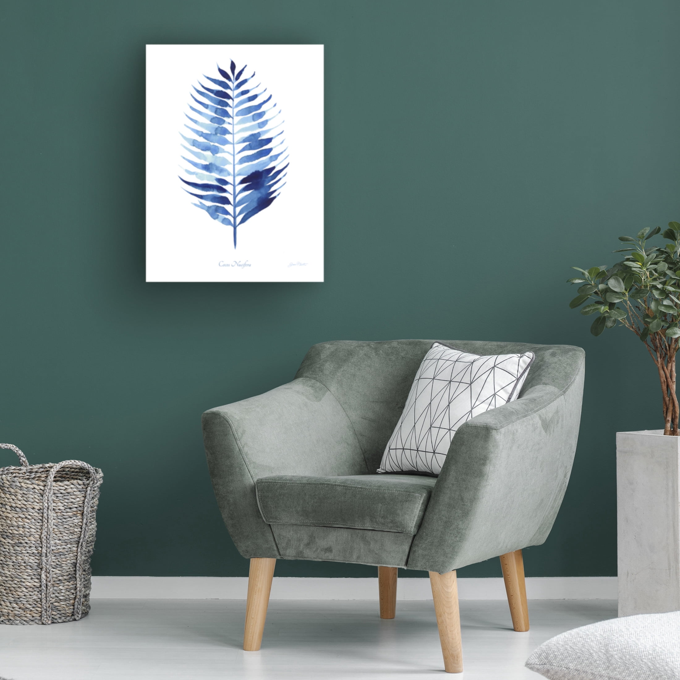Canvas Wall Art - Jean Plout 'Indigo Botanical 6' Wall Art for Living Room, Bedroom, or Office Décor by Trademark Fine Art - 24 x 32 Inches