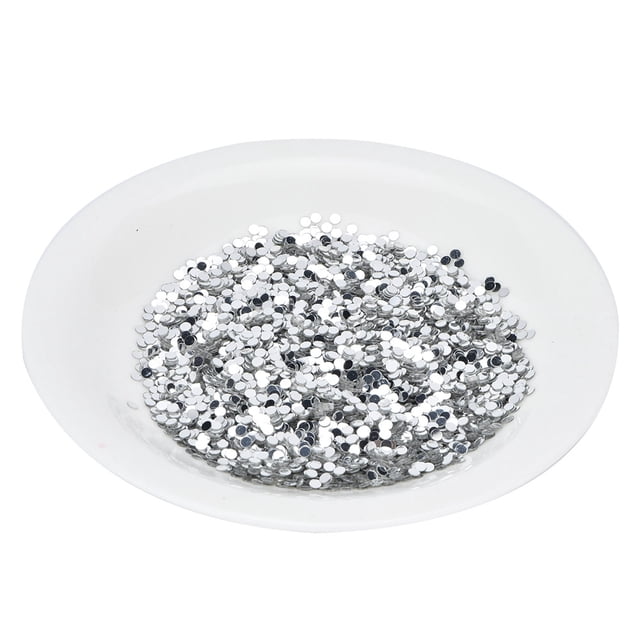 Rawiri 50G DIY PVC Sin agujero Circular? Lentejuelas Escenario Boda Ropa Suministros Accesorios (Plata 0.079 in)