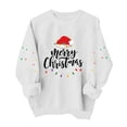 thumbnail image 6 of NSLGXD Womens Graphic Sweatshirt Crewneck Long Sleeve Pullover Merry Christmas Santa Hat Print Casual Holiday Top XS-2XL, 6 of 8