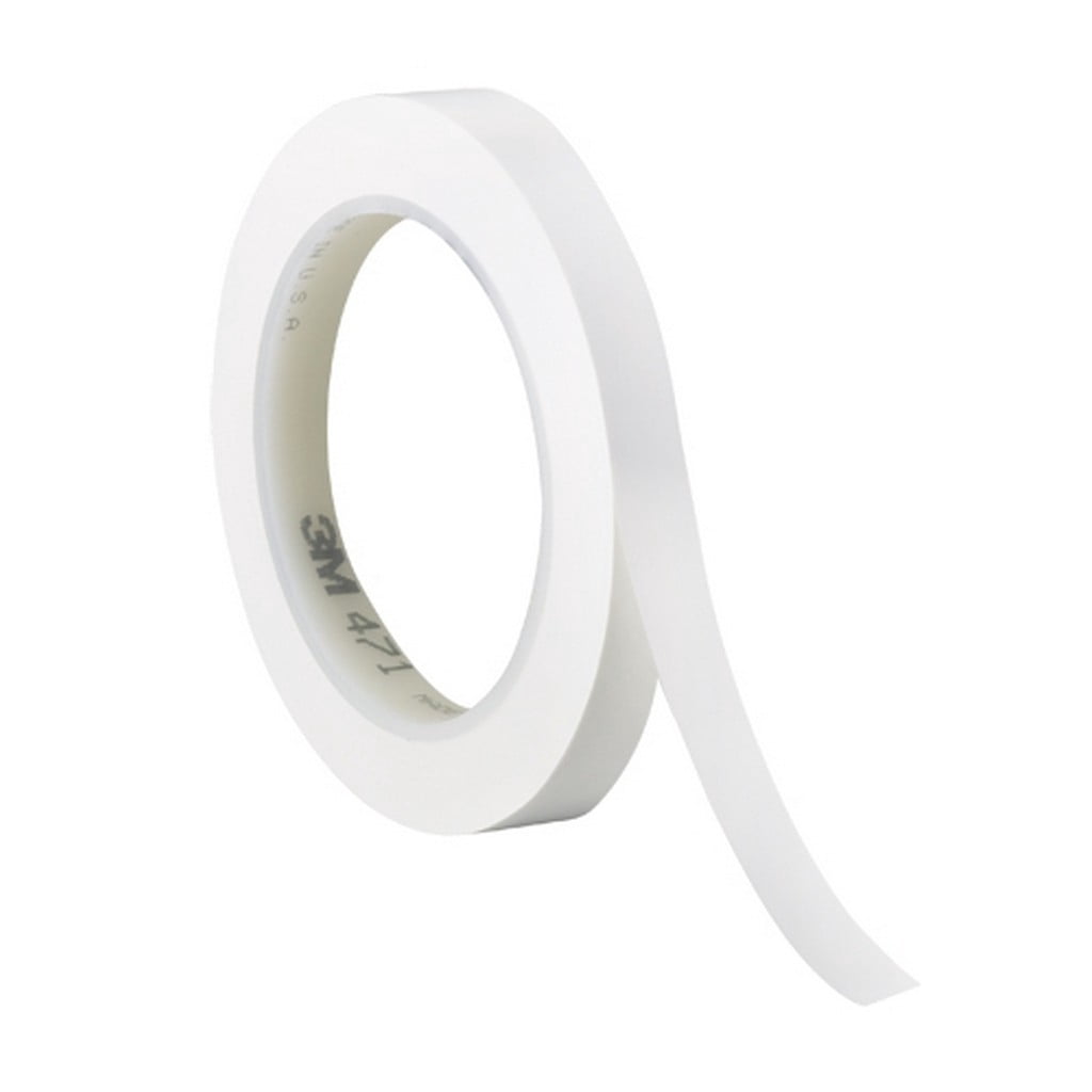 3M™ 471 Vinyl Tape, 3" Core, 0.25" x 36 Yd., White, Case Of 3