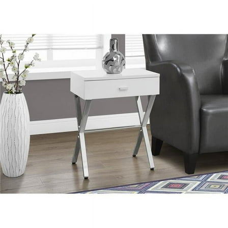HomeRoots 333130 22.25 in. Particle Board & Chrome Metal Accent Table