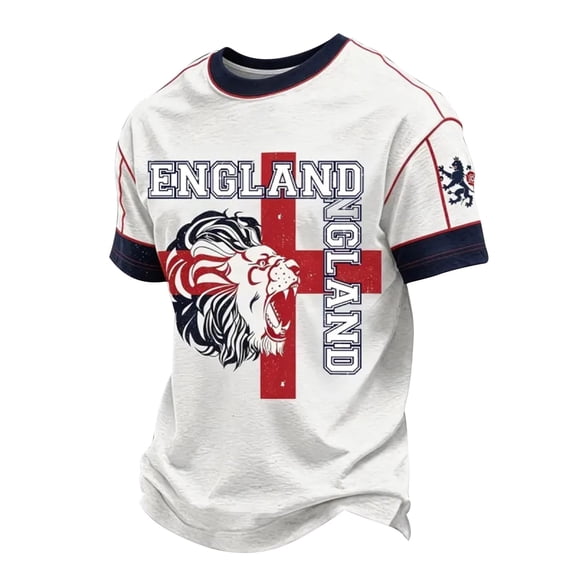 SJLDQY Mens England Soccer Tshirts Short Sleeve International Football T-Shirts for Men Casual Crew Neck England Lion Graphic Soft Athletic Tops