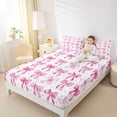 thumbnail image 3 of Erosebridal Cute Coquette Bowknot Bed Sheets For Girls,Pink Kawaii Bowtie Kids King Sheets 4pcs, 3 of 6