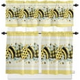 thumbnail image 3 of Bees Summer 3-Piece Kitchen Curtain Set, Rod Pocket Kitchen Curtain Valance and Tiers Set, Washable Drape Window Treatment Set, Honey Stripes Yellow, 3 of 6