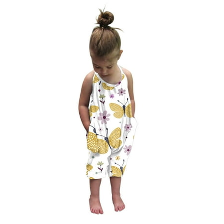

DENGDENG Baby Girls Summer Infant Toddler Romper Cartoon Outfits Strap Sleeveless Clothes 1Y-6Y