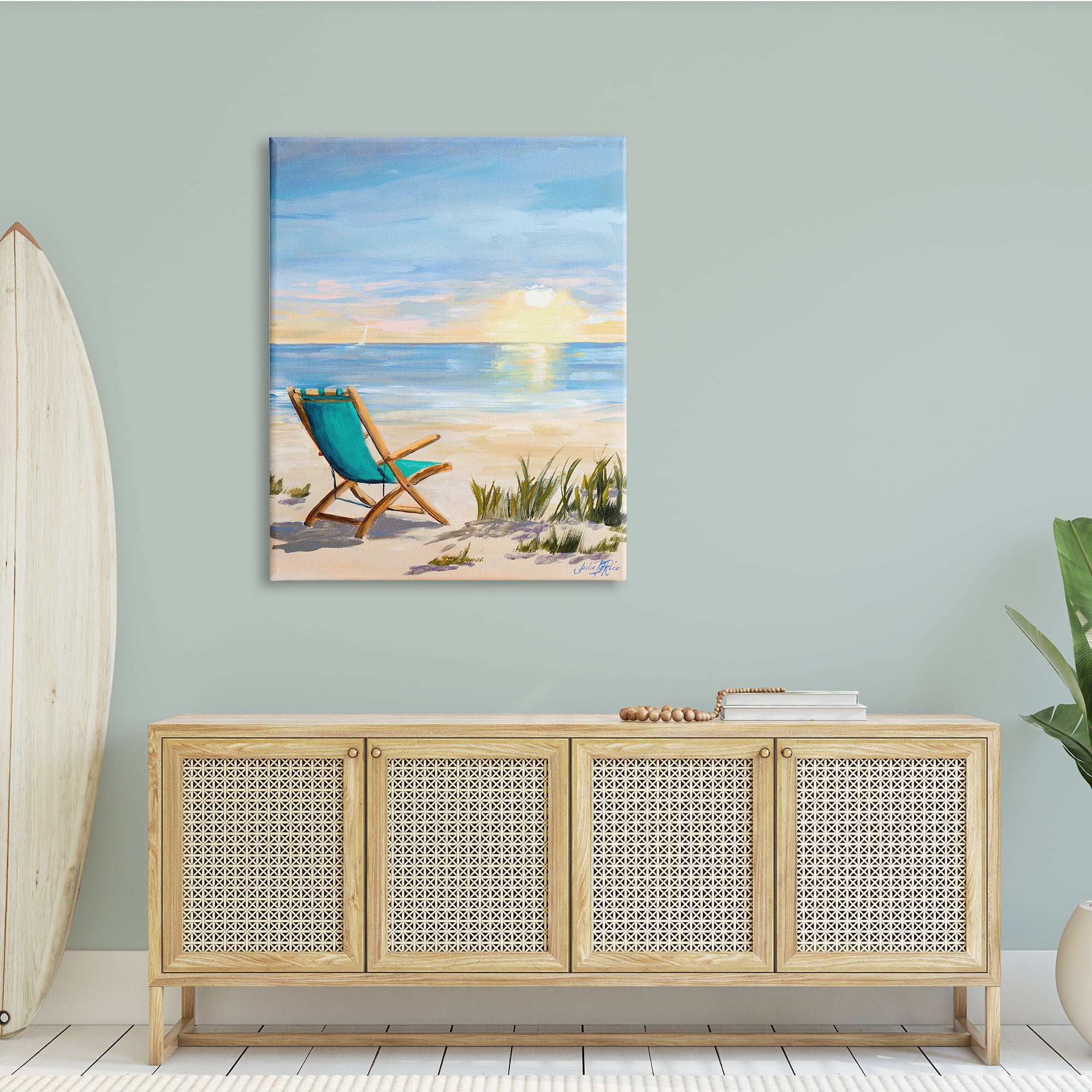 Stupell Indtries Folding Chair Sunset Beach Landscape Summer Ombre Sky,36 x 48,Design by Julie DeRice