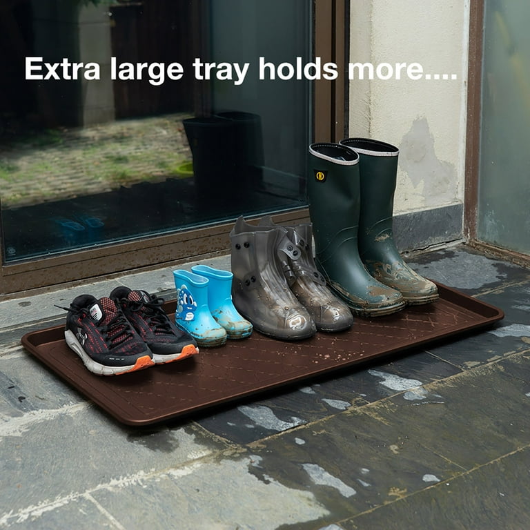 Trimate All Weather Boot Tray, 2 Pack Water Resistant Plastic, Multi-Purpose for Shoes, Pet Feeding Trays, Garden-Mudroom Entryway, Garage, Indoor