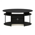 thumbnail image 3 of Furinno JAYA Simple Design Oval Coffee Table with Bin, Americano, Stainless Steel Tubes, 3 of 6