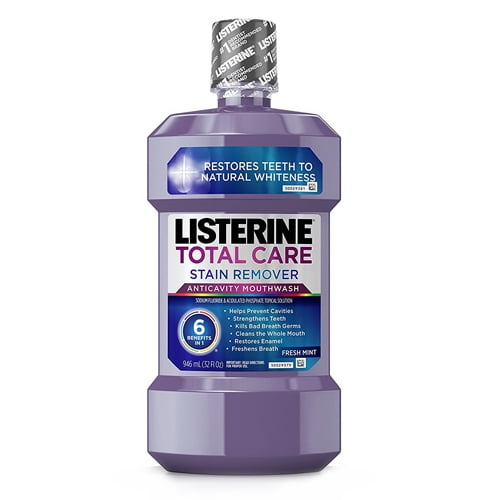 Listerine Total Care Stain Remover Anticavity Mouthwash Fresh Mint 32 Oz Walmart Com