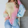 thumbnail image 2 of gakvbuo Plus Size Pullover Sweaters For Women Long Sleeve Sweatshirts Fall Tunic Tops 2020 Women's New Tie-dye Round neck Long Sleeve Top Casual Blouse, 2 of 9