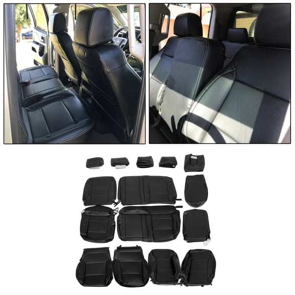 For 14-18 Chevrolet Silverado LT DOUBLE Cab Black Complete Seat Covers