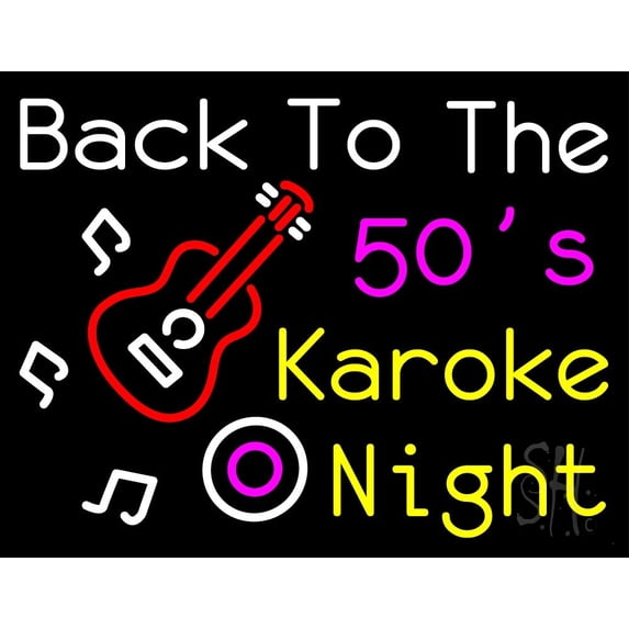 Back To The 50s And 60s LED Neon Sign 24 x 31 - inches, Black Square Cut Acrylic Backing, with Dimmer - Bright and Premium built indoor LED Neon Sign for café, club, party, event and stroefront.