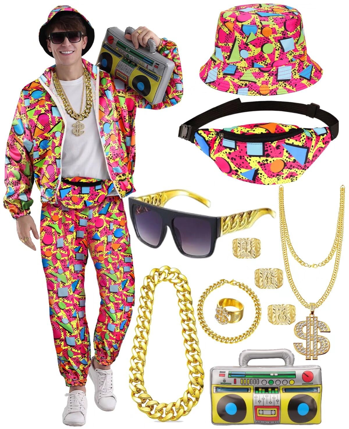 Ulikey Chándal Retro 80s 90s – Chaqueta, Pantalón, Gafas Y Accesorios – Para Hombre Y Mujer