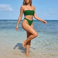 thumbnail image 2 of QURATI Swimwear Ruched Two Piece Bikini: High Waisted Thong Style Vacation Swimwear Set Green XL, 2 of 6
