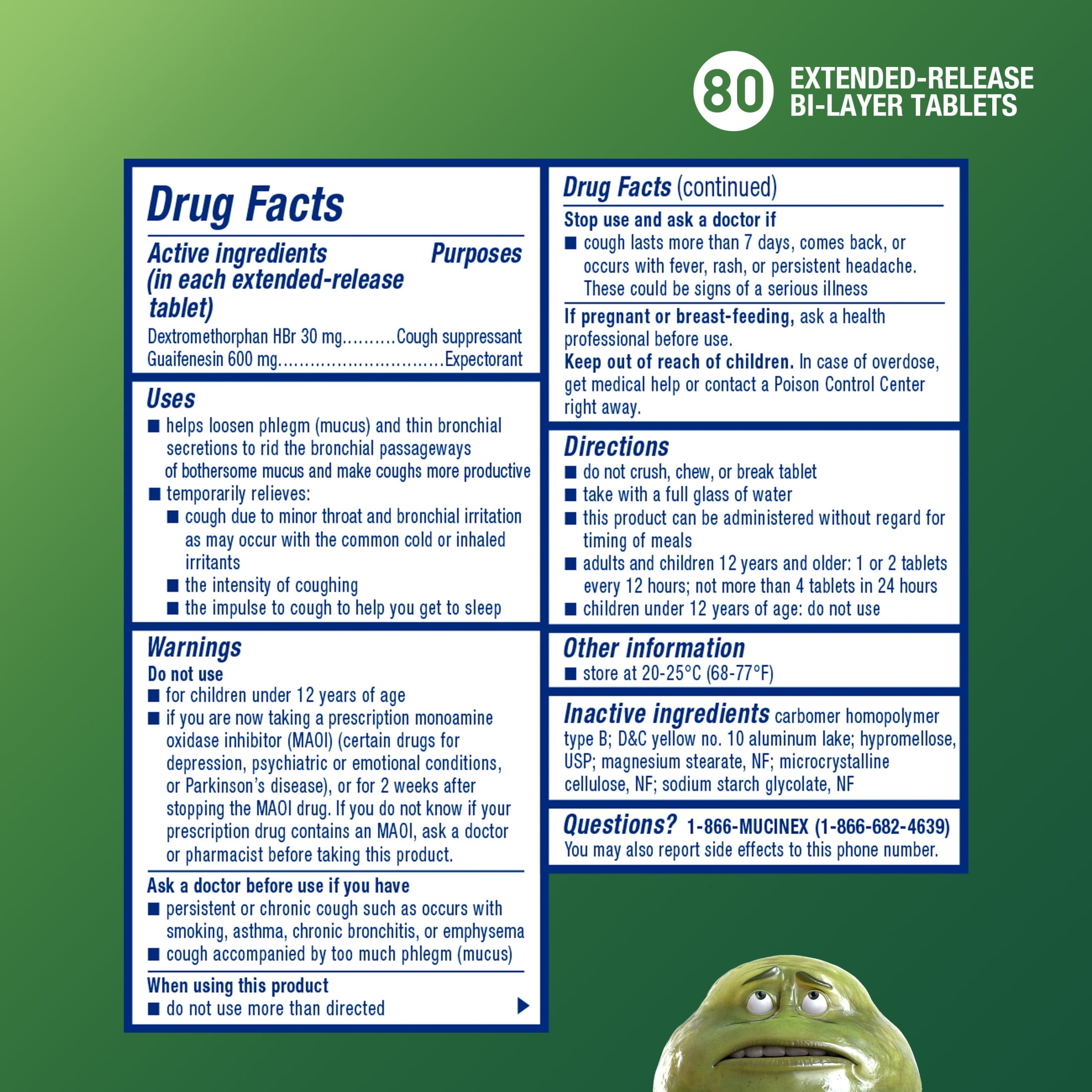 Mucinex DM 12 Hour Expectorant & Cough Medicine, Excess Mucus Relief & Cough Suppressant, 80 Tablets