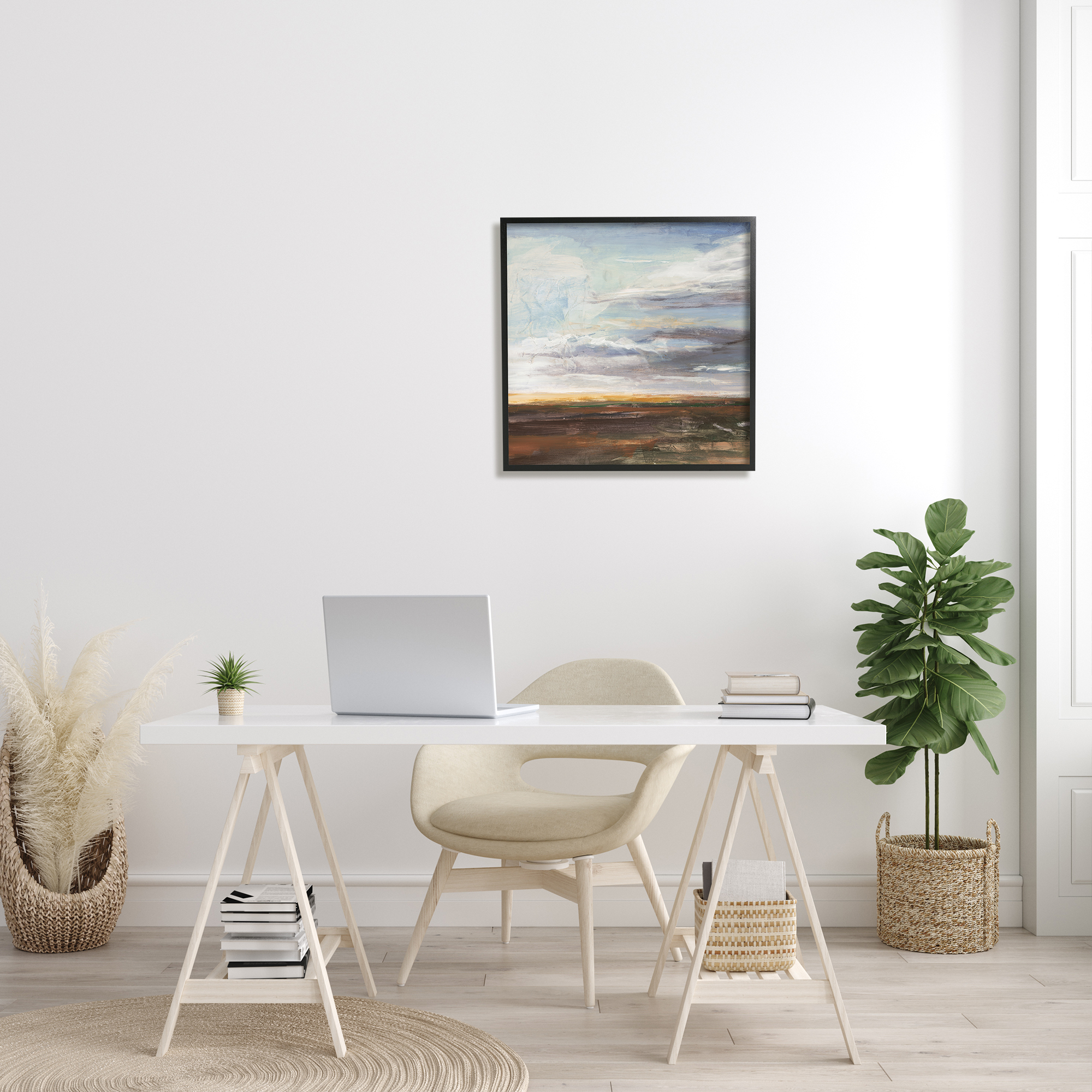 Stupell Industries Abstract Open Meadow Landscape Soft Cloudy Sky, 24 x 24, Designed by Stacy Pollard