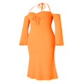 thumbnail image 2 of Femmes Élégante Robe Licol Sangle Basse Coupe Solide Couleur Queue de Poisson Robes Dame Sexy Robe d'Été, 2 of 9