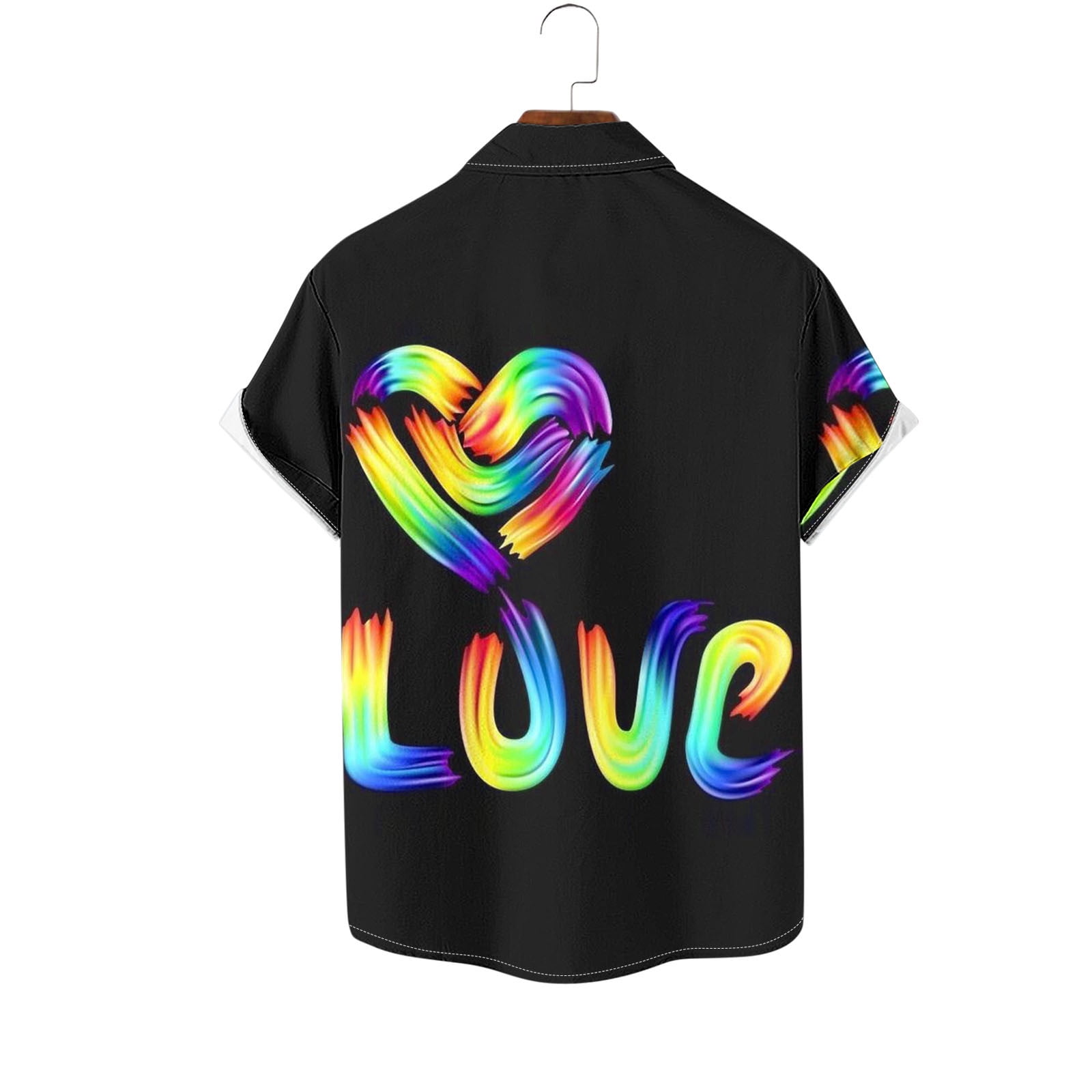 トップス rainbowfam Pablo Shirts - Short Black UVEASISHA Mens Rainbow Color Button Down Shirt,Mens Beach Shirts