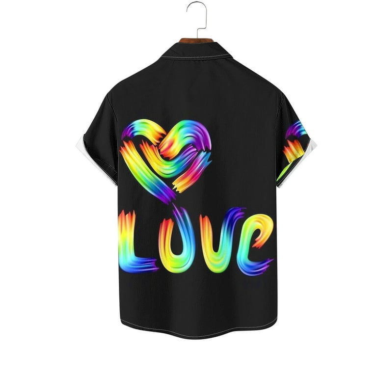 UVEASISHA Mens Rainbow Color Button Down Shirt,Mens Beach Shirts