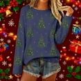 thumbnail image 4 of Christmas Sweaters for Women Funny Xmas Tree Print Hollow Knitted Blouses Holiday Casual Trendy Crew Neck Loose Fit Pullover Tops, 4 of 4