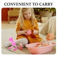 thumbnail image 3 of cochecitos de bebé rosa para muñecas, de plástico, plegables, con marco, para niños pequeños, niñas y niños pequeños, 3 of 7