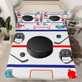 thumbnail image 2 of Manfei Cartoon Hockey Queen Sheet Sets 4 Pieces, Ice Hockey Rink Helmet Flat Sheet, Sport Queen Fitted Sheet, Microfiber Bedroom Decor, 2 of 7