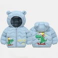 thumbnail image 3 of Byoo Toddler Boys Puffer Jacket Dinosaur Graphic Full Sleeved Lightweight Padded Hoody Down Jacket Winter Comfortable Coat, 3 of 3