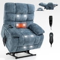 thumbnail image 3 of Large Electric Power Lift Recliner Chair with Heat & Massage, Dual Motor Infinite Position (Up to 350 LBS) with Power Remote, Medium-Firm & Heavy Duty (Blue), 3 of 9