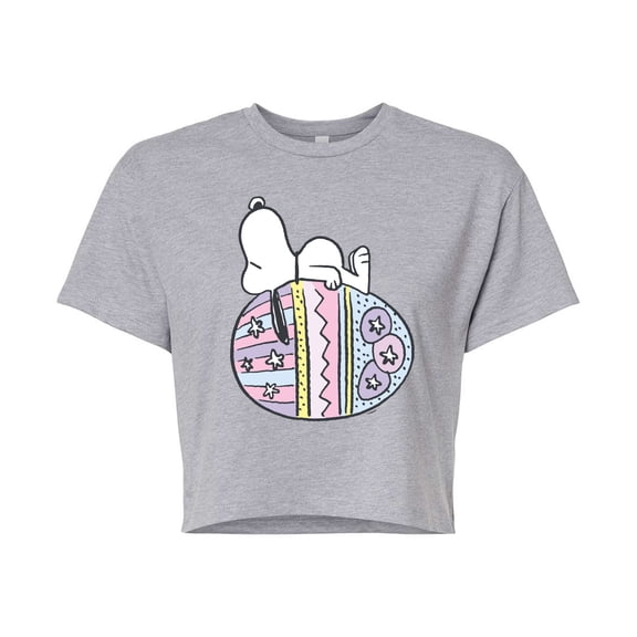 Peanuts - Snoopy Easter Egg - Juniors Cropped Graphic T-Shirt