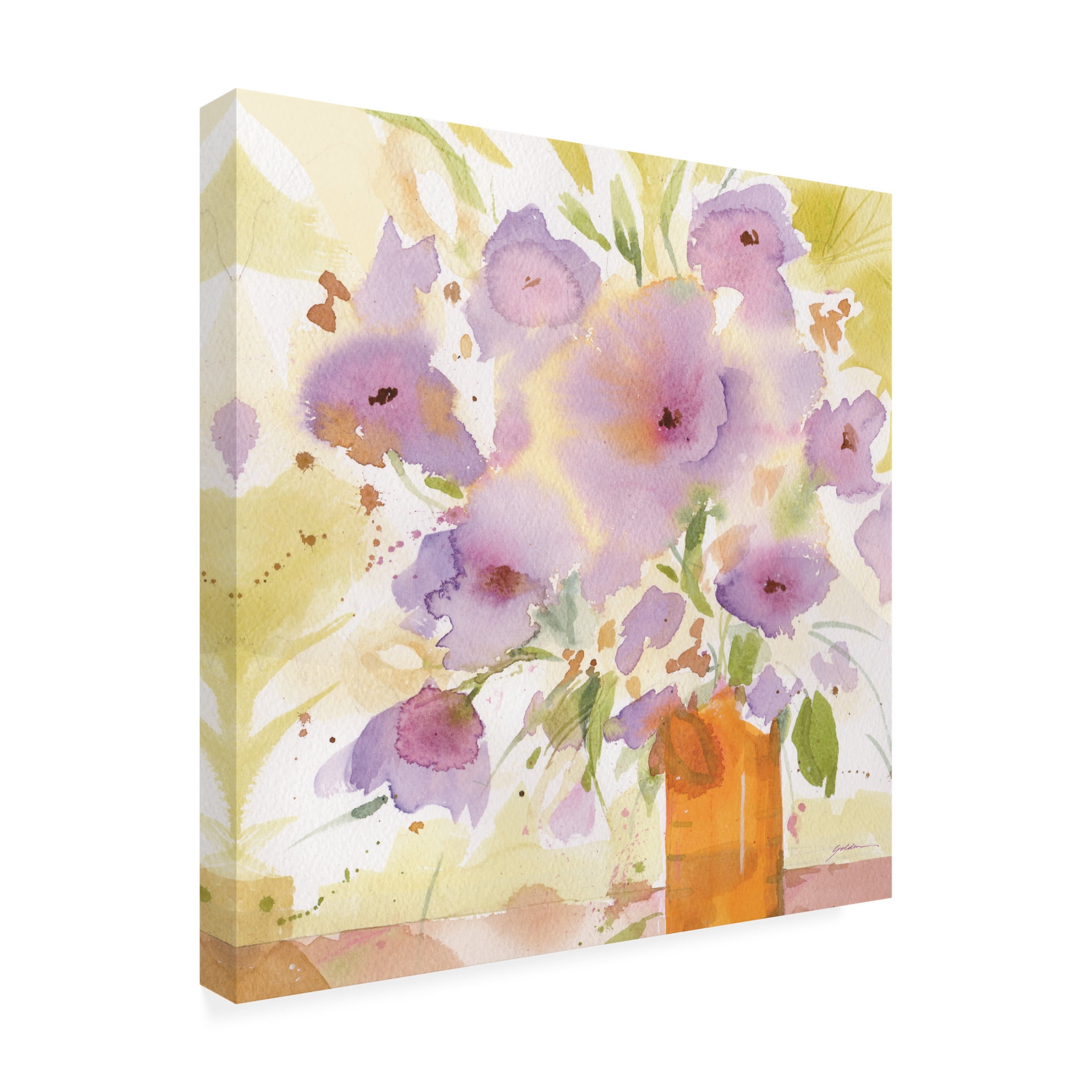 Canvas Wall Art - Sheila Golden 'Purple Blossoms' Wall Art for Living Room, Bedroom, or Office Décor by Trademark Fine Art - 24 x 24 Inches