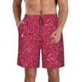 thumbnail image 2 of Uemuo Red Glitter Pattern Men's Swim Trunks Hawaiian Beach Bathing Suit Swimsuits Beach Quick-Dry Shorts with Pockets-Medium, 2 of 9
