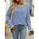 thumbnail image 4 of Suéteres de Mujer de Larga, Cuello Redondo, Rayas de Colores, Suéteres Casuales de Punto Azul S, 4 of 8