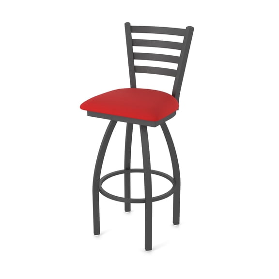 410 Jackie 25" Swivel Counter Stool with Pewter Finish and Canter Red Seat