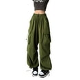 thumbnail image 5 of Coduop Women Wide Leg Sweatpant Cargo Pants,Elastic Waist Loose Casual Long Trousers,with Pockets, 5 of 9