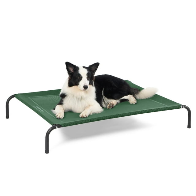 Cama para perros, grande, elevada, con refrigeración exterior, verde