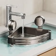 thumbnail image 2 of Triangle Suction Cup Shower Caddy, Corner Shower Caddy Suction Cup, No-Drill Corner Shower Organizer With Towel Bar & Hooks, Rust-Resistant Aluminum Bathroom Storage Shelf For Tile Glass, 2 of 9