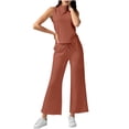 thumbnail image 2 of Heisall Women's Two Piece Sets High Neck Sleeveless Tops and Wide Leg Pants Casual Lounge Sets Spring Summer Outfits, 2 of 8