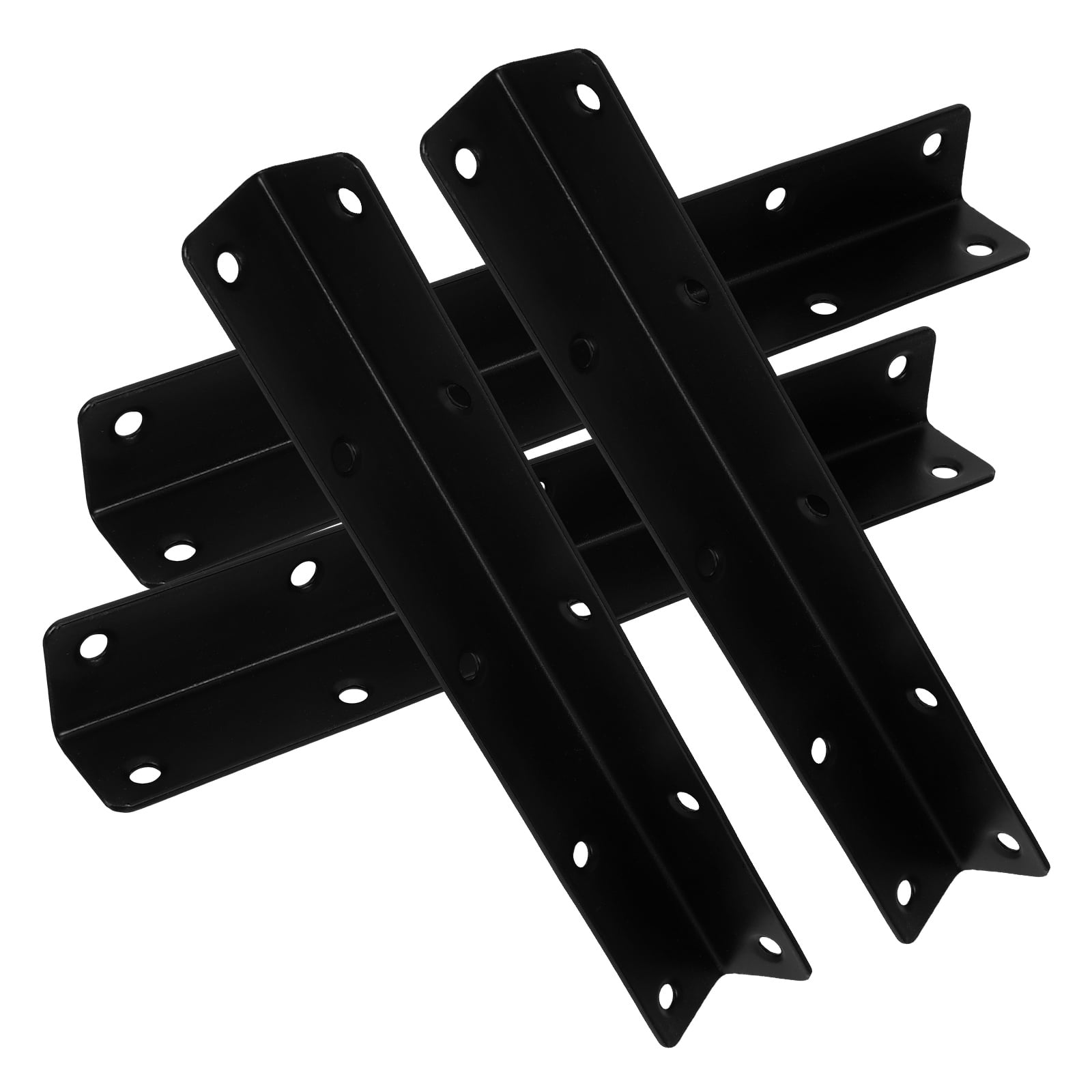 HEMOTON 4-Pack Black Metal Shelf Brackets 20x2.5x2.5 cm Heavy Duty Wall Mount Supports