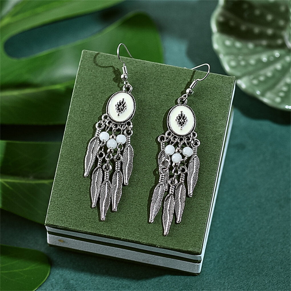 Dropship Women Faux Feather Earrings Bohemian Fringe Tassel Long Drop  Dangle Earrings Set With Dream Catcher Design to Sell Online at a Lower  Price | Doba