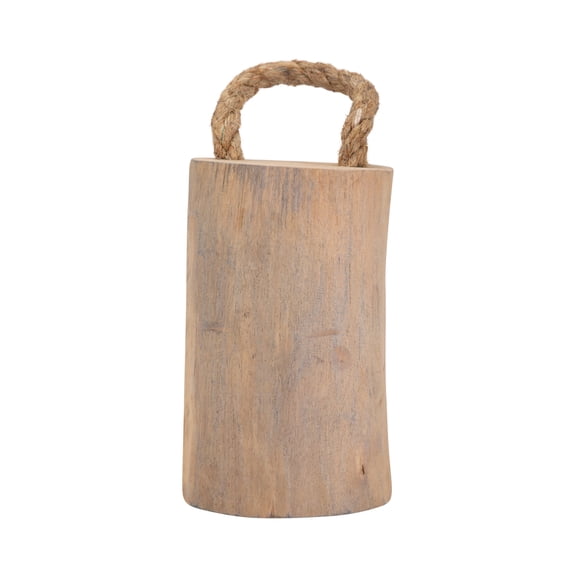 Handcrafted Teak Wood Decorative Accent - Rustic Brown Home & Office Decor - 10 Inches
