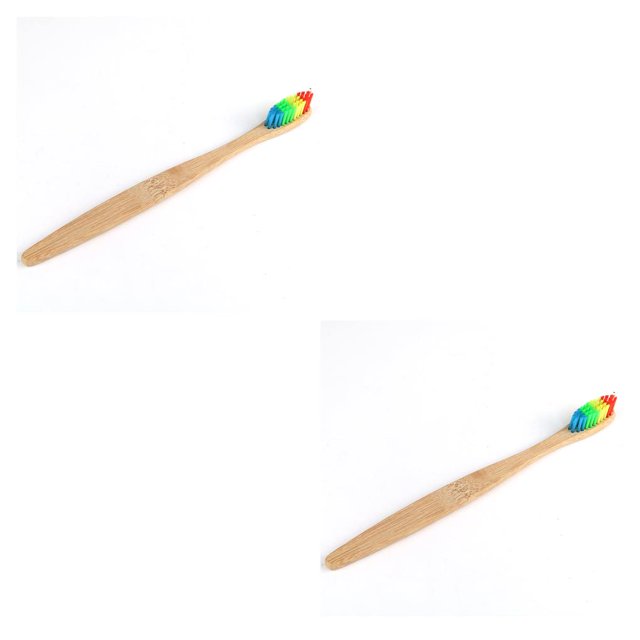 Baohd Natural Bamboo Toothbrush Bamboo Toothbrushes Soft Colorful 1pcs 2Set