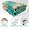 thumbnail image 4 of Quilts Twin Size, Teal Abstract Soft Comforter Bedding Set for Bed, Luxury Floral Golden Swirls Modern Lightweight Quilted Bedspread with Pillow Cover(2 Pieces) for All Season, 68x86 Inch, 4 of 9