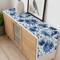 thumbnail image 3 of Blue Spring Floral Cotton Linen Rectangle Table Runners 13"x120", Watercolor Ombre Summer Botanical Coffee Table Runner Dresser Scarves Luxury Table Runners for Wedding Party Banquet Dinner Decor, 3 of 8